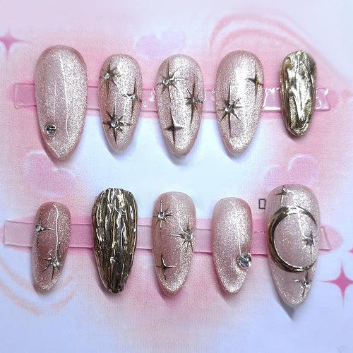 Creative nail art set with stylish star and moon designs Bowlift