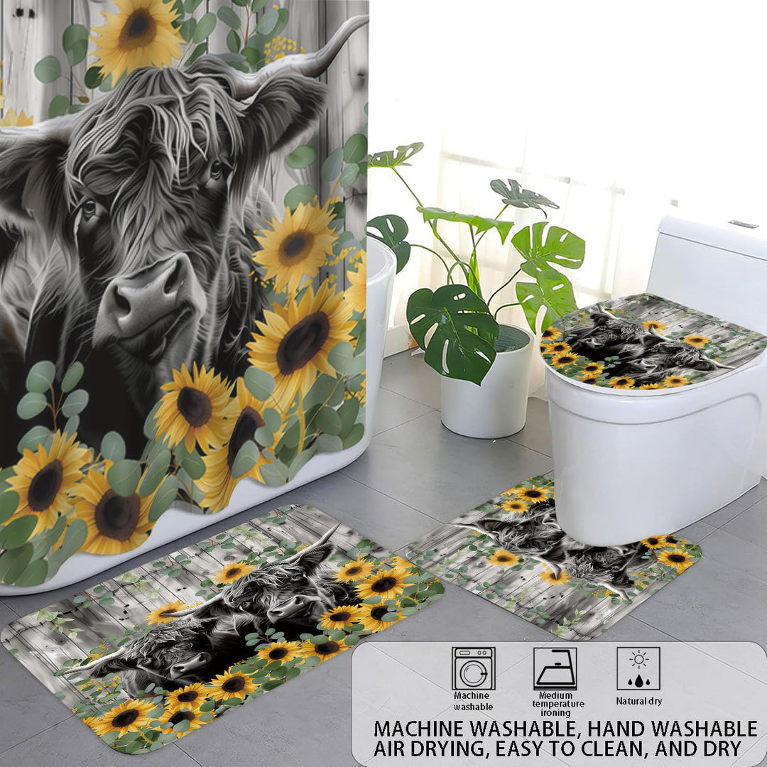 Digital Floral Print Bathroom Set Bowlift
