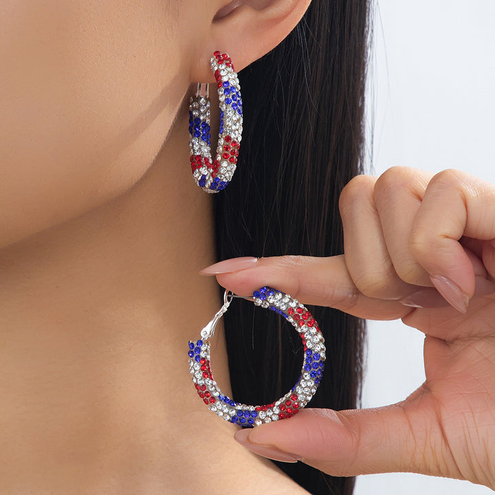 Women's nan pave rhinestone encrusted hoop earrings with secure leverback closure Bowlift