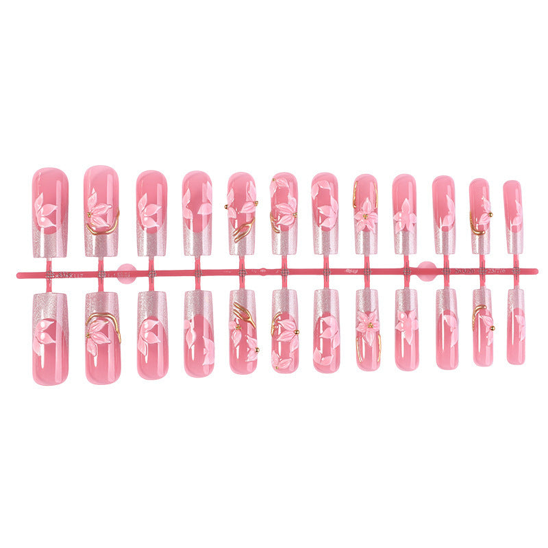 Elegant artificial nail set with floral and glitter elements Bowlift