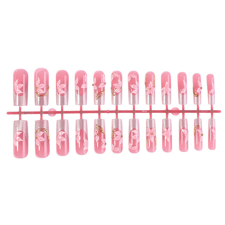 Elegant artificial nail set with floral and glitter elements Bowlift