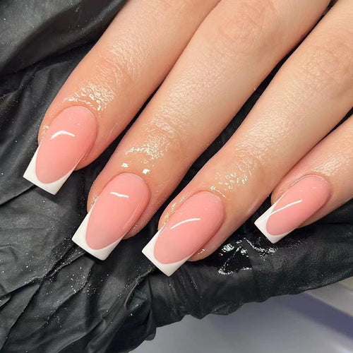 Acrylic nails with elegant French tip Bowlift