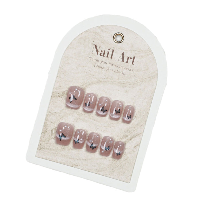 Artistic Glitter Butterfly Press-On Nails Bowlift