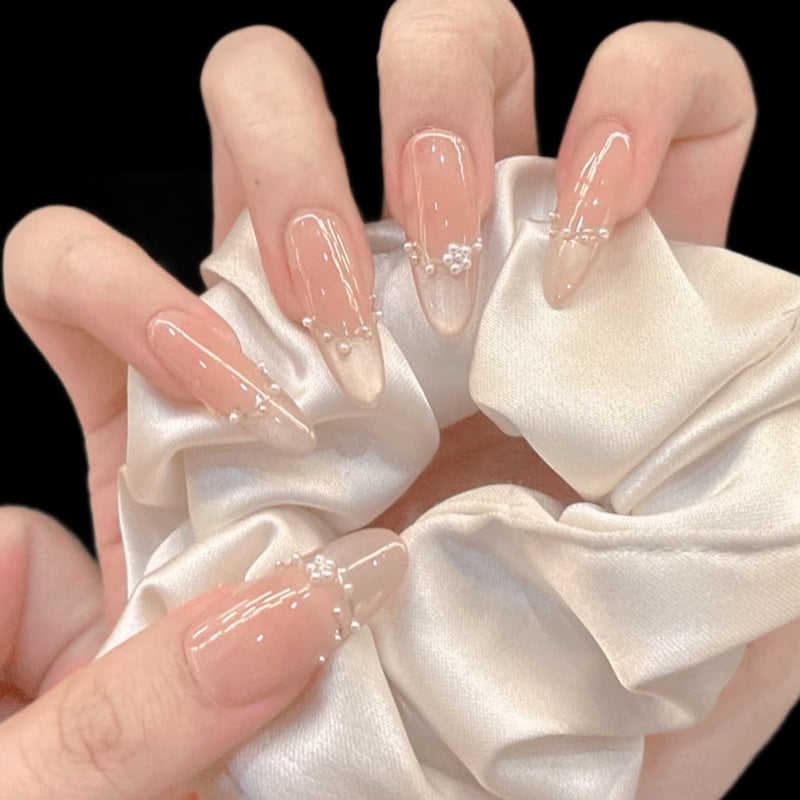 Elegant Stiletto Press-On Nail Tips with Pearl Accents Bowlift