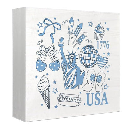 Unisex nan rustic canvas print with patriotic strawberry heart motif and vintage finish Bowlift