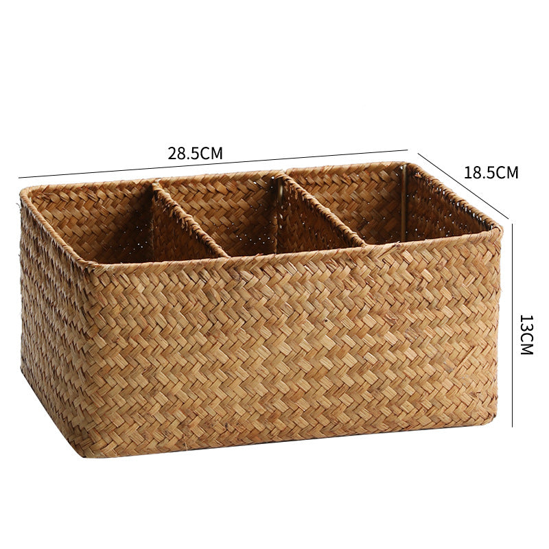 Unisex storage basket with three compartments made of handwoven natural material Bowlift