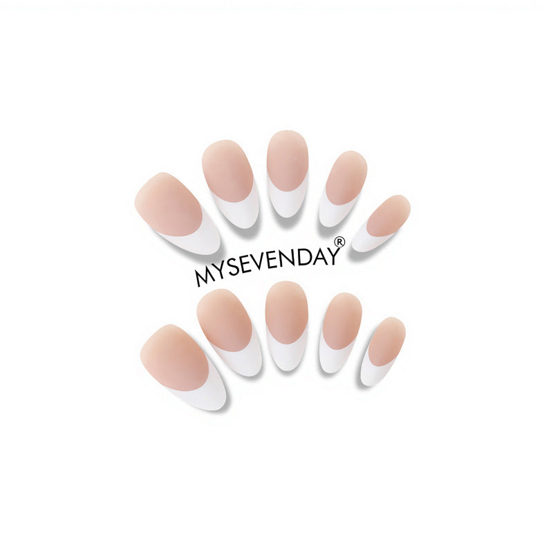 Elegant Press-On Nail Set with Stylish Half-Moon Design Bowlift
