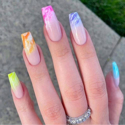Marble Effect Press-On Nail Set Bowlift