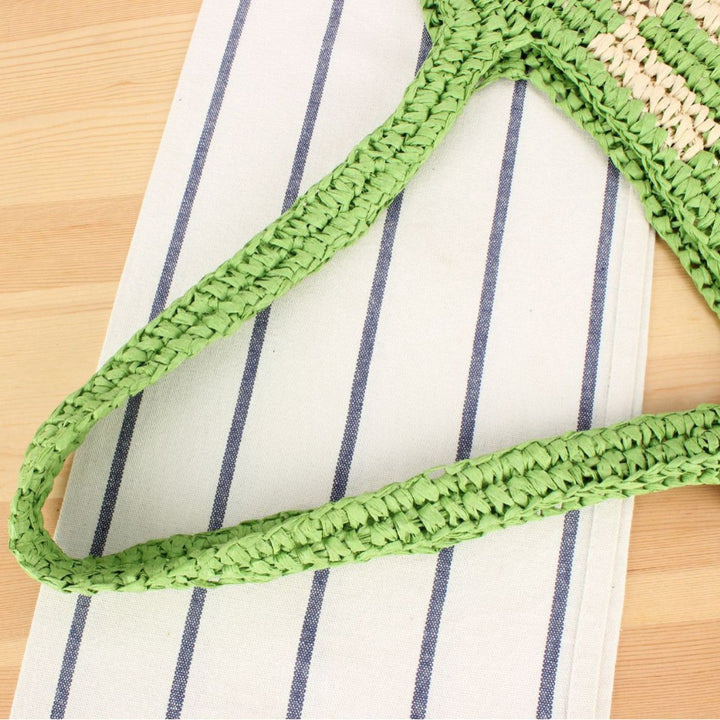 Large straw shopper with creative striped patterns Bowlift