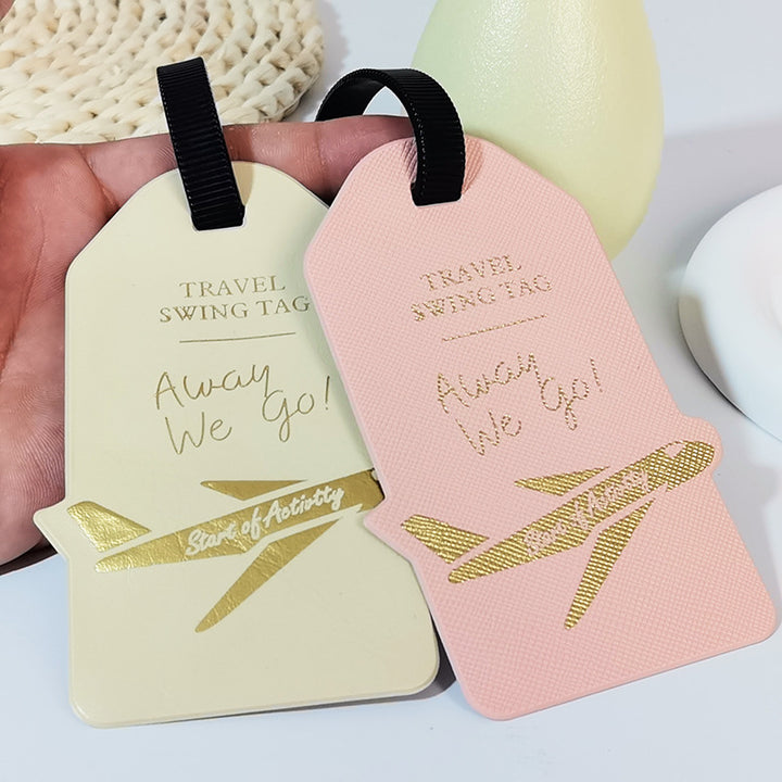premium travel luggage tag with embossed airplane motif Bowlift