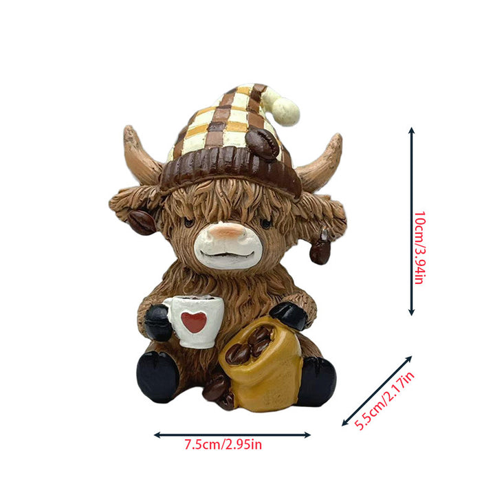 Decorative figure of a Highland cow with accessories Bowlift