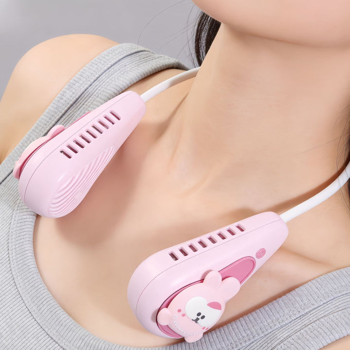 Ladies Portable Neck Fan with Cute Animal Design Bowlift