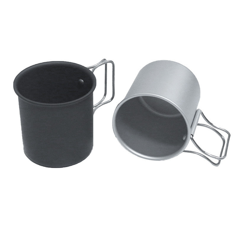 Lightweight titanium camping cup with foldable handle compact travel cup Bowlift
