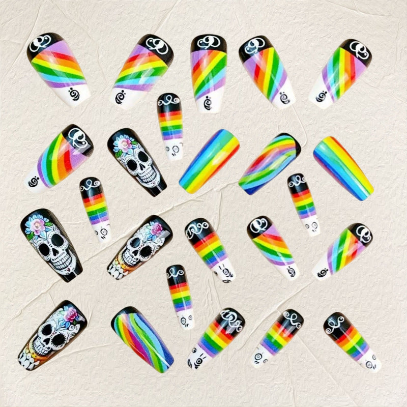 Creative artificial nails with skull design Bowlift