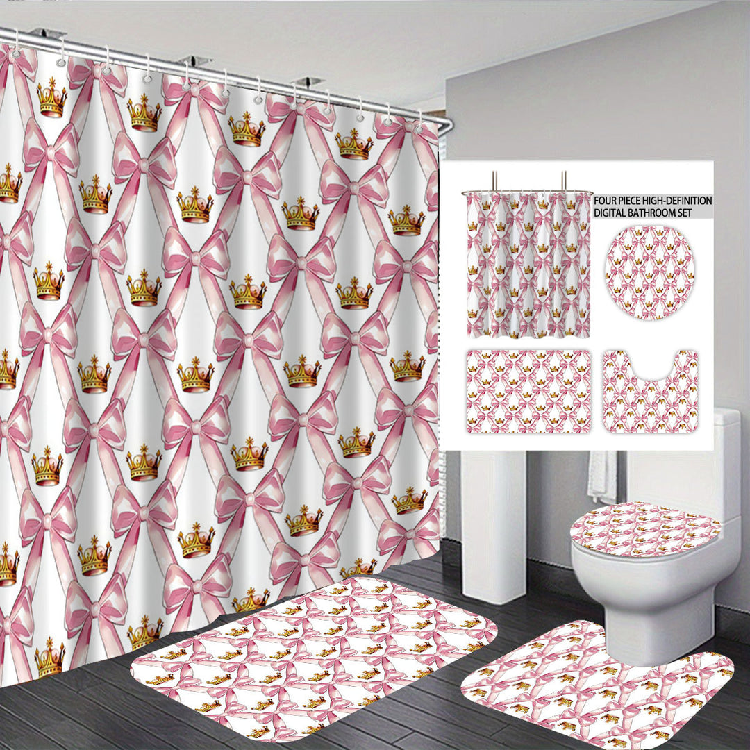 Digital Bow Pattern Bathroom Décor Set Bowlift