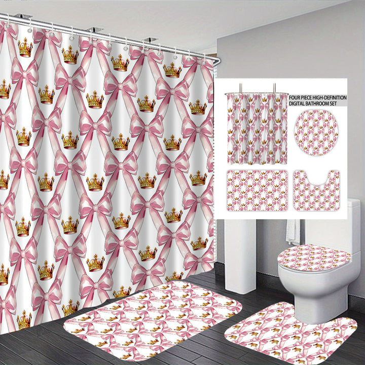 Digital Bow Pattern Bathroom Décor Set Bowlift