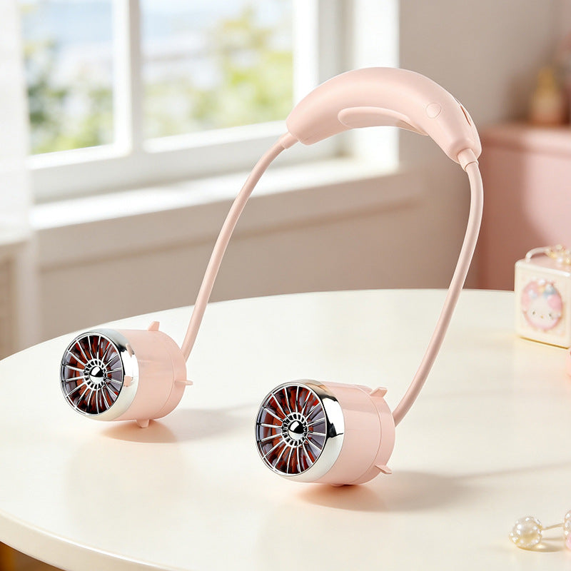 Women Portable Neck Fan with Dual Airflow Bowlift
