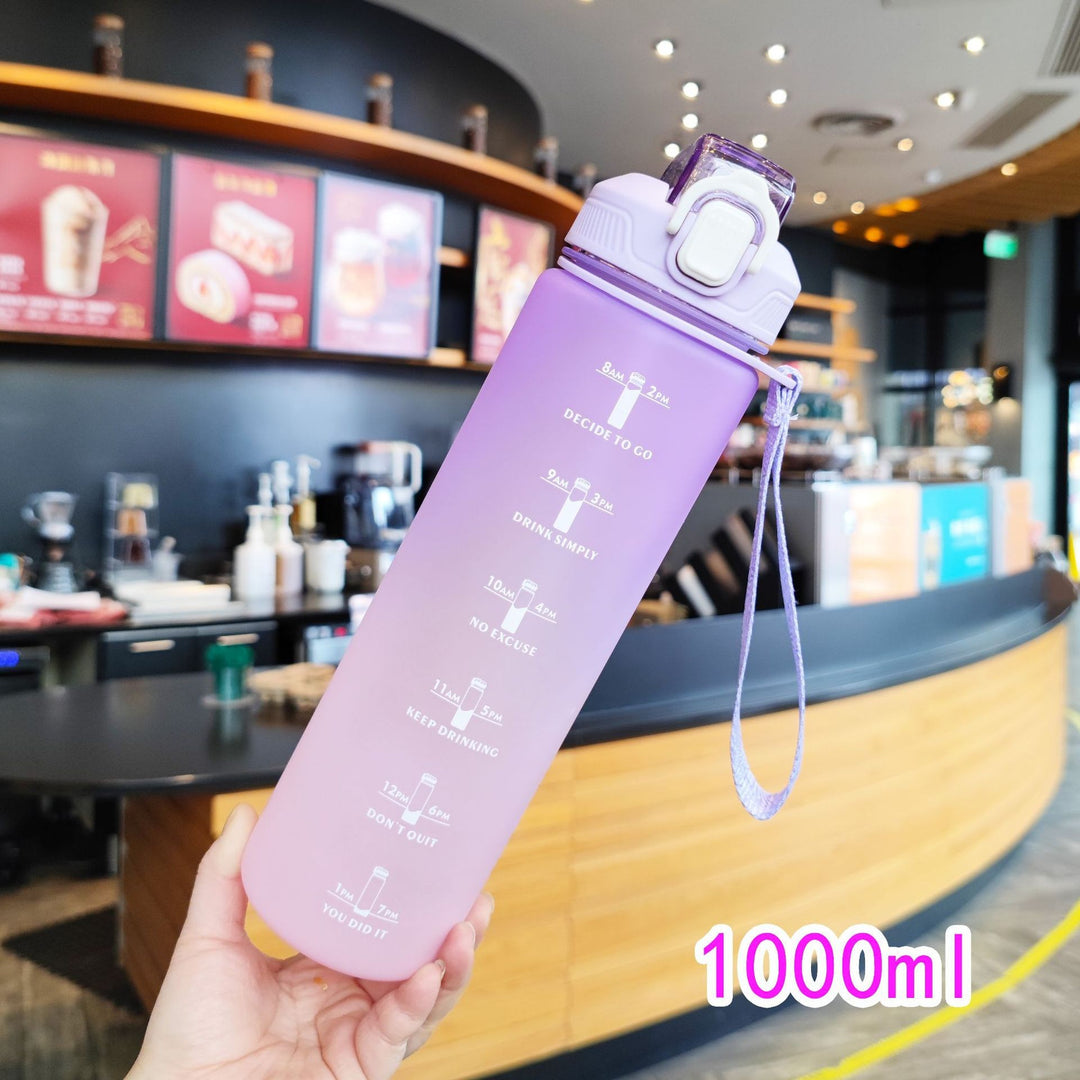 Women's Motivational Water Bottle with Unique Time Marking and Secure Closure Bowlift