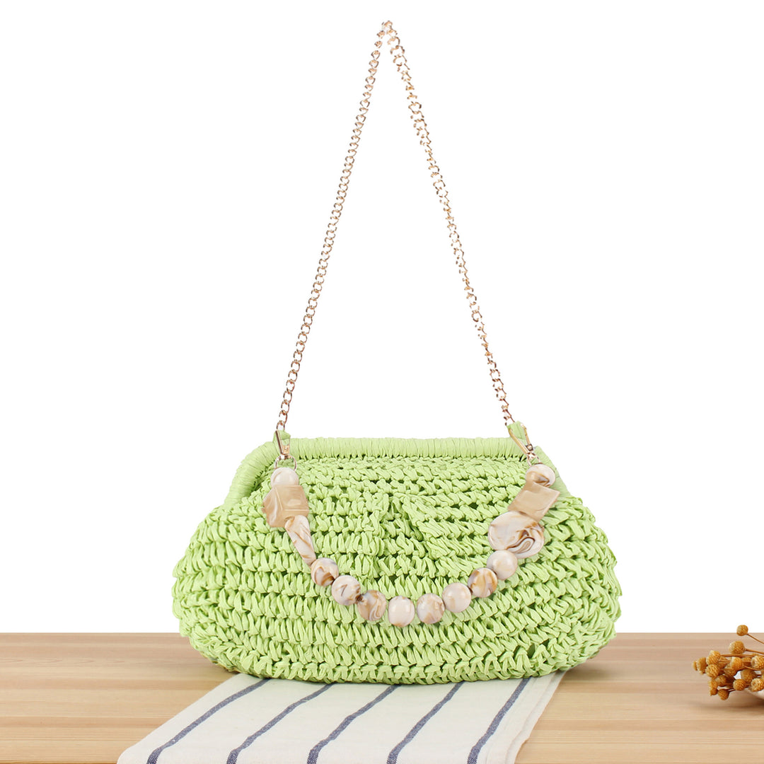 Braided Clutch with Pearl Accent Bowlift