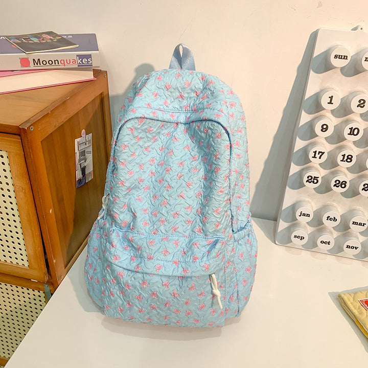 Quilted Floral Patterned Backpack Bowlift