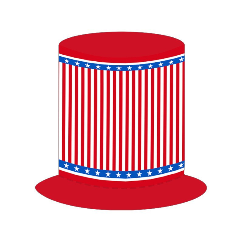 Unisex nan more patriotic party top hat with stars and stripes motif made of lightweight felt Bowlift