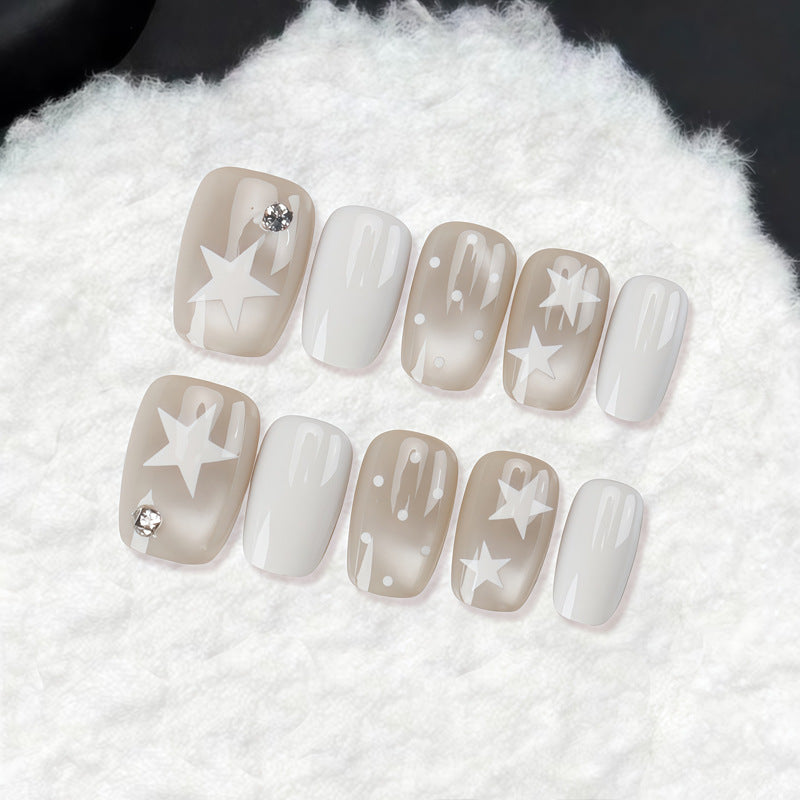 Decorative Press-On Nail Set with Star and Bow Designs Bowlift