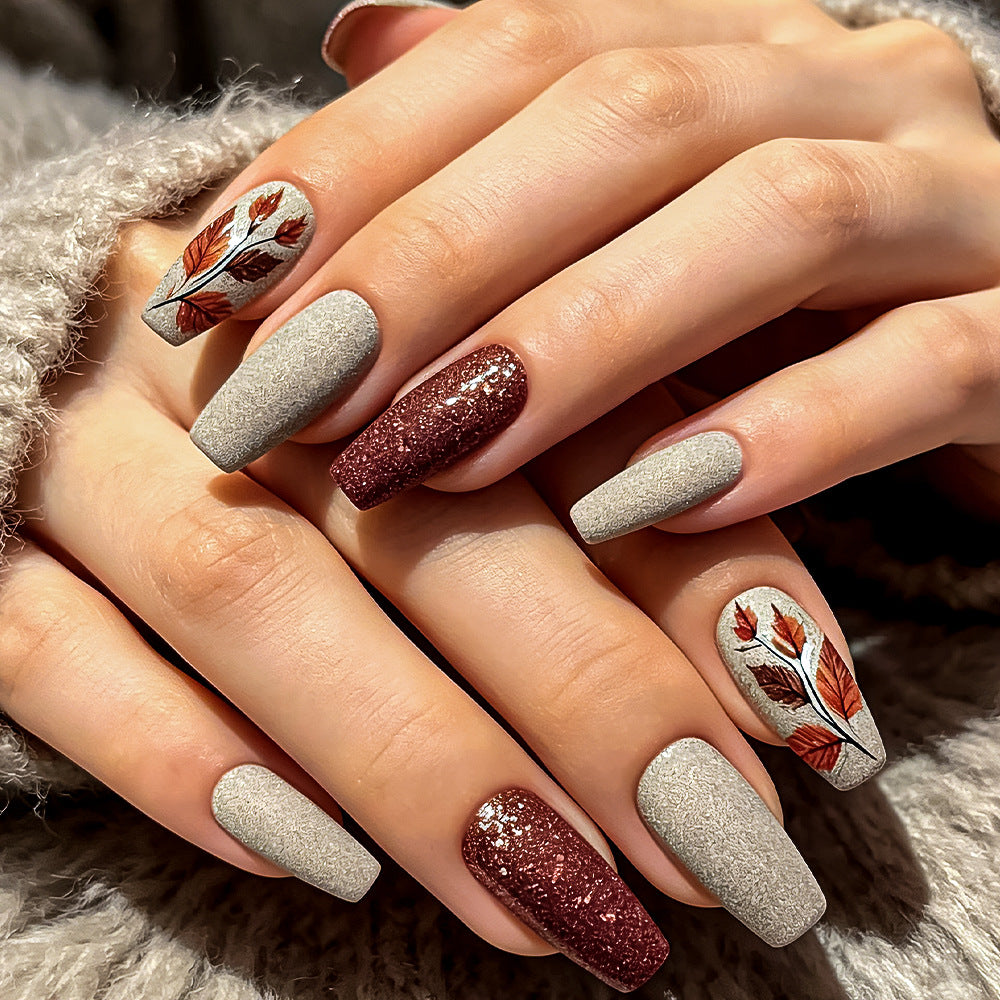 Autumn-Themed Decorative Press-On Nails Bowlift