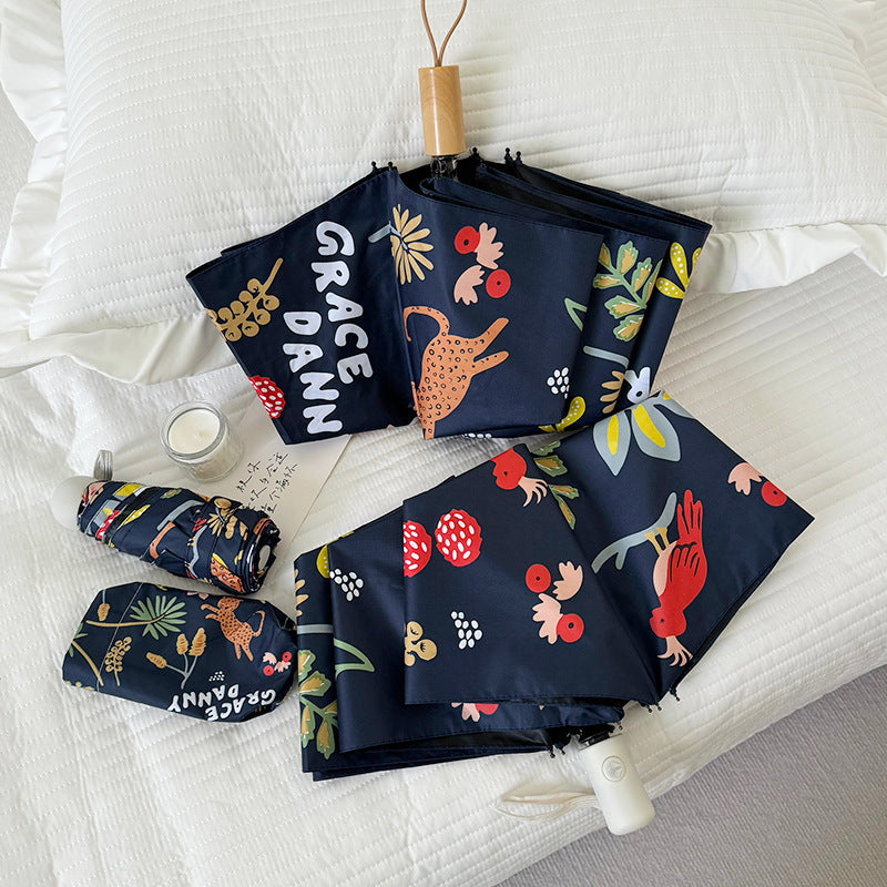 Women Folding Umbrella with Striking Flower Pattern Bowlift