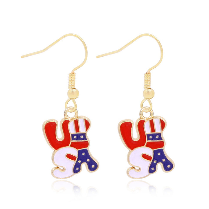 Women's lightweight star earrings with enamel flag design and fishhook Bowlift
