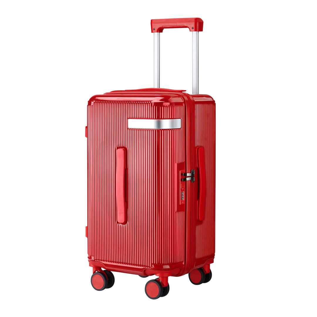 Ridged Hard Shell Rolling Carry-On Suitcase