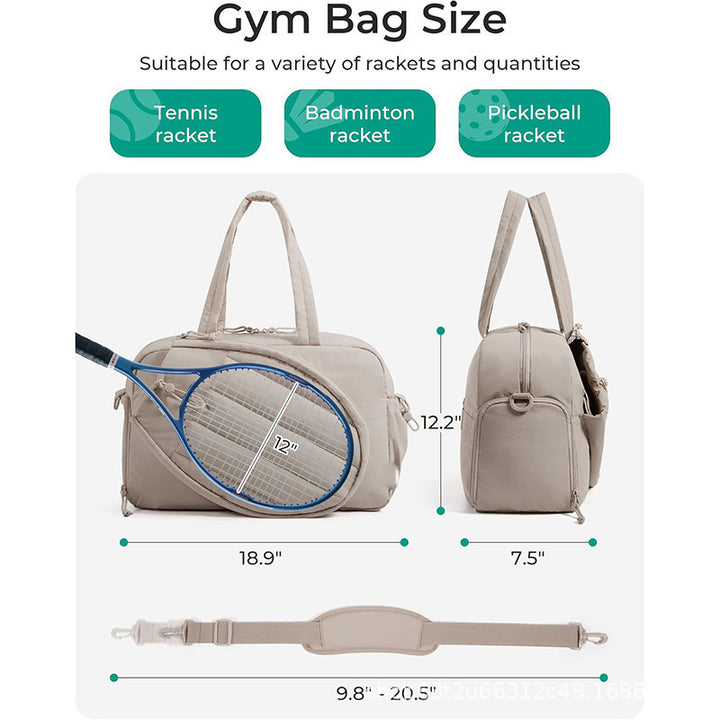 Sporty tennis bag with integrated racket and shoe compartment Bowlift