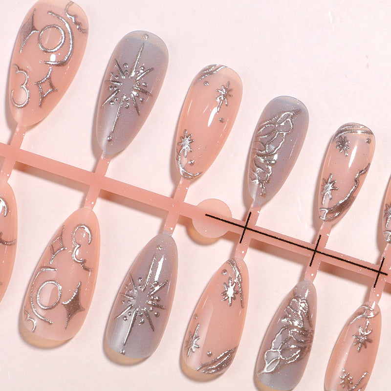 Decorative Galaxy-Inspired Press-On Nail Art Bowlift