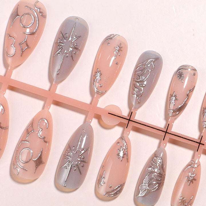 Decorative Galaxy-Inspired Press-On Nail Art Bowlift