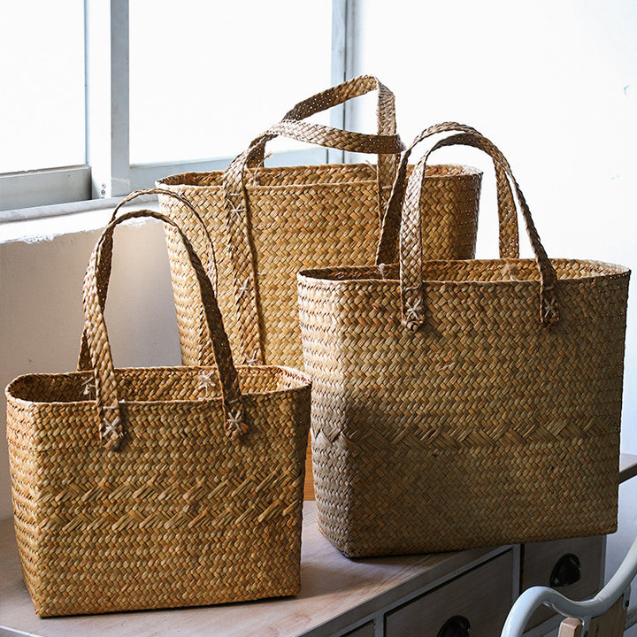 Premium Handwoven Natural Storage Tote Bowlift