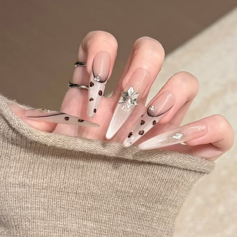 Artistic Stiletto Press-On Nails with Gemstone and Decorative Accents Bowlift