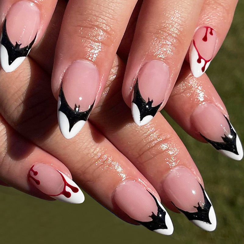 Artistic Press-On Nail Set with Unique Graphic Designs Bowlift