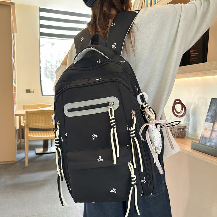Decorative Floral Embroidered Backpack Bowlift