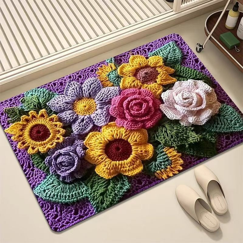 Luxurious Embroidered Floral Area Rug Bowlift
