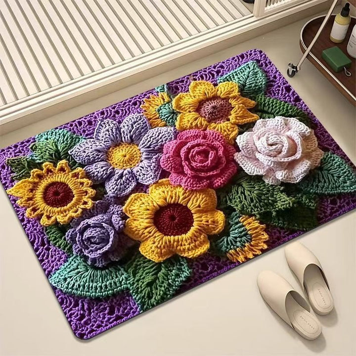 Luxurious Embroidered Floral Area Rug Bowlift