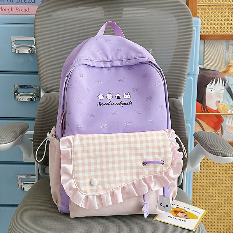 Charming Ruffled Design Backpack