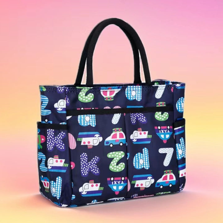 Multi-Pocket Candy Print Tote Bag Bowlift