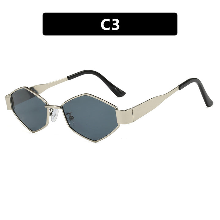Women's geometric sunglasses with narrow metal frame and polarized lenses Bowlift