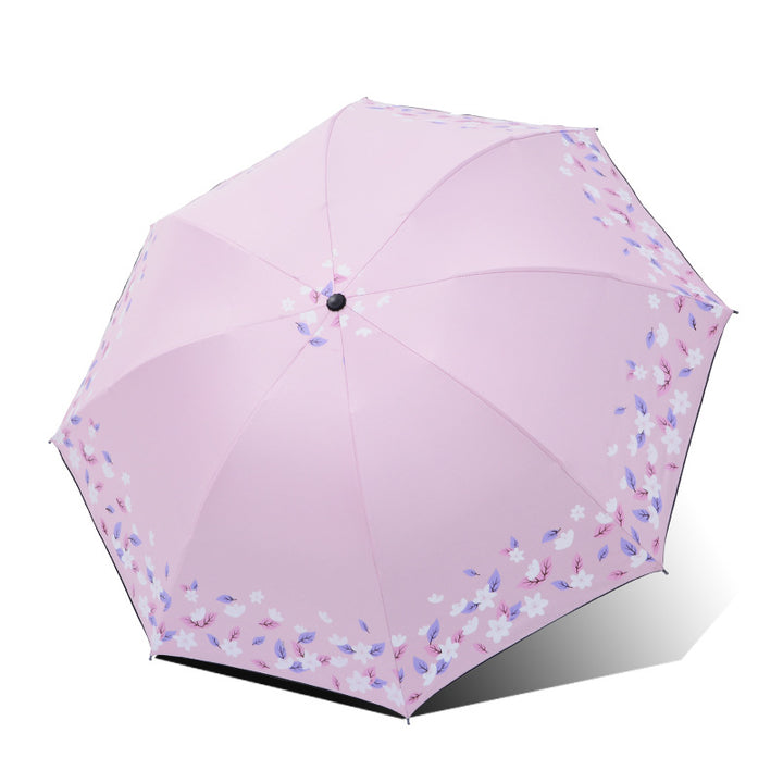 Women's Foldable Umbrella with Floral Finishes Bowlift