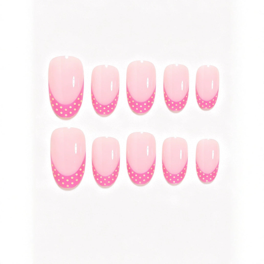 Artistic Polka Dot French Tip Nail Set Bowlift