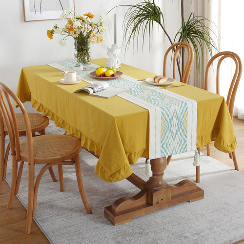 Decorative Contrast Ruffled Tablecloth