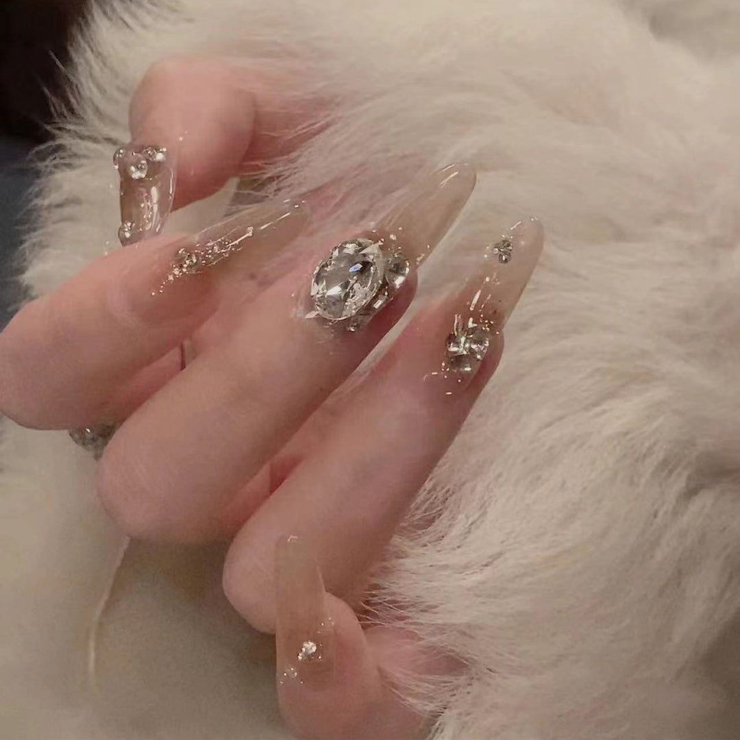 Artistic Gemstone Nail Design Bowlift