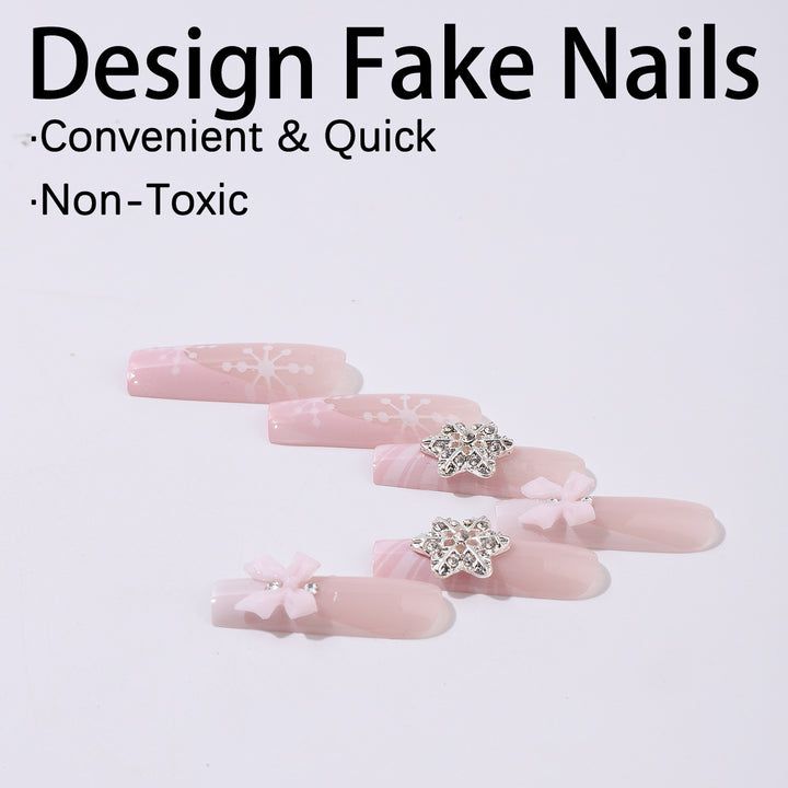 Creative Nail Art Set with Delicate Flower and Glitter Accents Bowlift