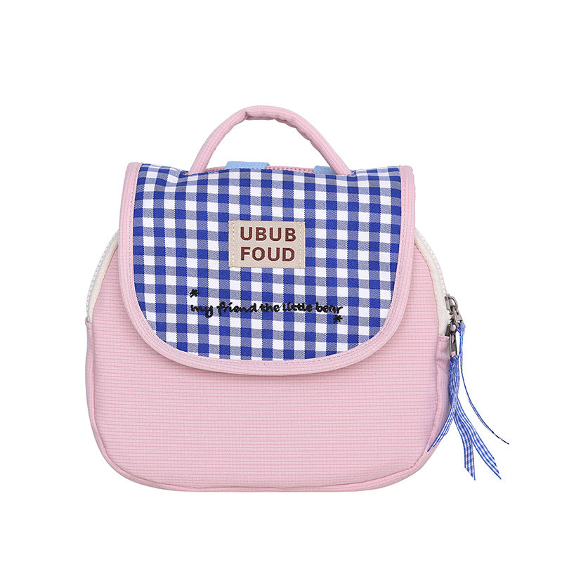 Cute Gingham Pattern Insulated Lunch Bag Bowlift
