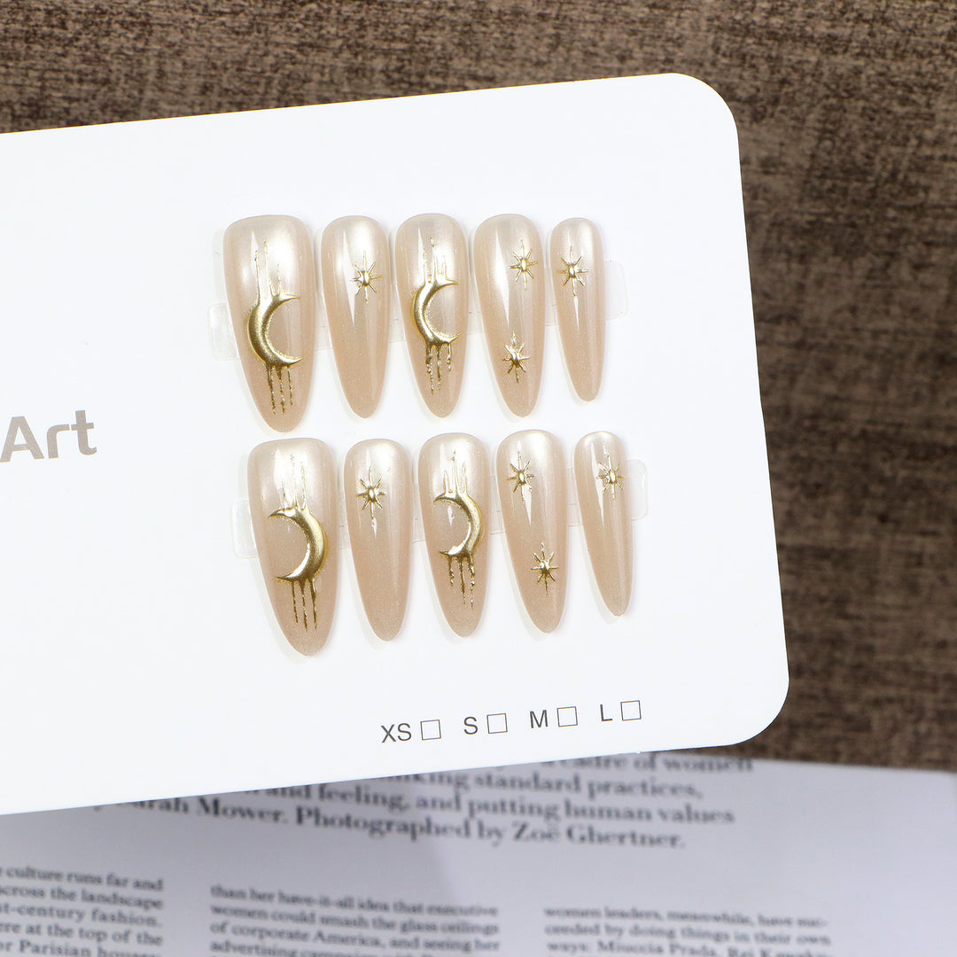 Celestial Themed Press-On Nail Art Set Bowlift