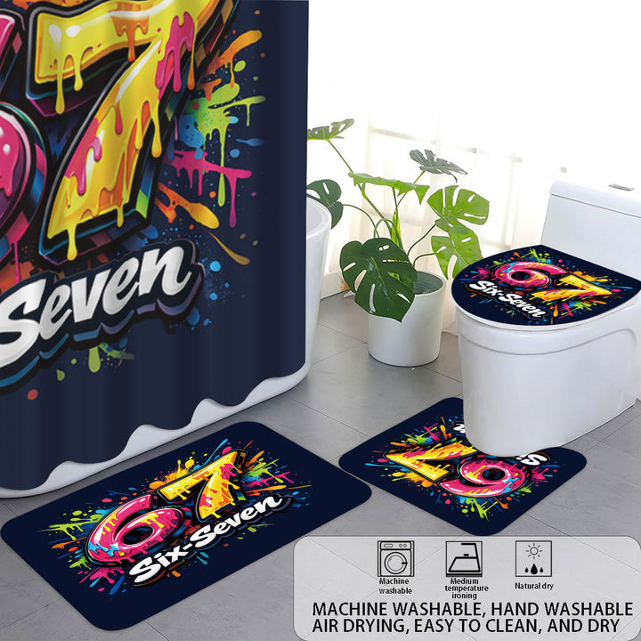 Digital Art-Themed Four-Piece Bathroom Set Bowlift